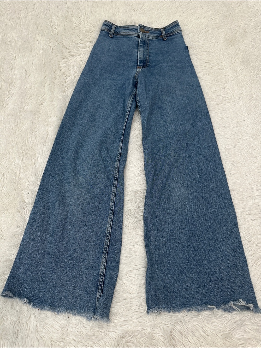 🏰 Zara Stretch Wide Leg High Rise Crop Jeans